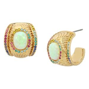 Kurt Geiger Gold and Multicolor Crystal Hoop Earrings